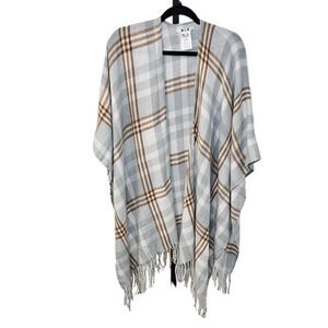 Three Dots Womens Cashmere Wool Blend Plaid Tartan Fringe Wrap Shawl One Size